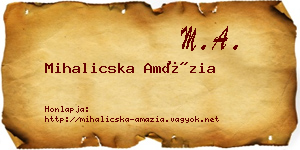 Mihalicska Amázia névjegykártya